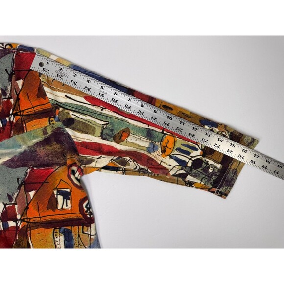 Vintage Michael Lau Top Womens Small Cotton Art Print City Scene Made in USA - Picture 10 of 11